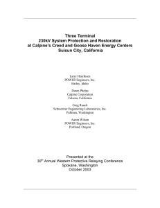 Three Terminal 230kV System Protection and Restoration at