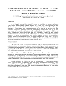 Performance Monitoring of the Nunavut Arctic College PV System