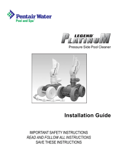 Pentair Legend Platinum Installation Manual