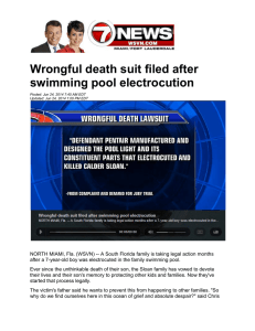 Wrongful death suit filed after swimming pool electrocution