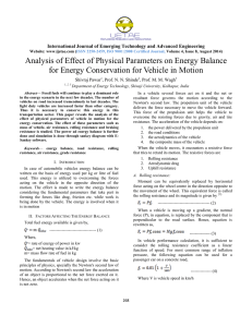 Analysis of Effect of Physical Parameters on Energy