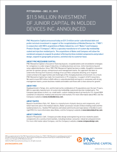 Investment of Junior Capital in Molded Devices, Inc.