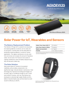 Solar Power for IoT, Wearables and Sensors