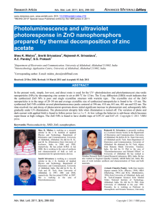 Photoluminescence and ultraviolet photoresponse in