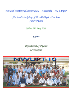 National Workshop of Utsahi Physics Teachers Report Department