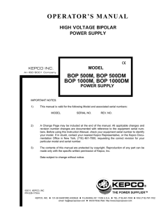 BOP-HV Operator Manual