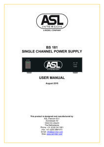 BS 181 SINGLE CHANNEL POWER SUPPLY USER MANUAL