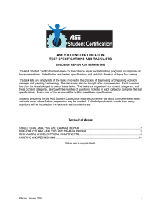 Collision Task List - ASE Student Certification