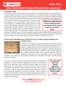 White Paper FIRE DOOR INSPECTIONS, REPAIRS AND LABELING