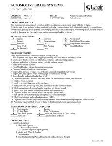 AUTOMOTIVE BRAKE SYSTEMS Course Syllabus