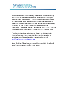(KCL) Replacement - Australian Commission on Safety and Quality