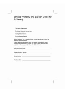 Limited Warranty and Support Guide for India only