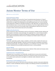 Terms of Use - Axiom Mentor Login