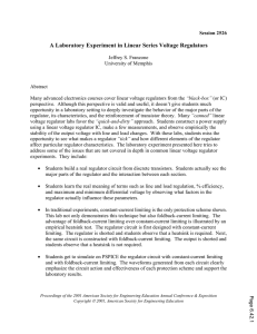 A Laboratory Experiment In Linear Series Voltage Regulators