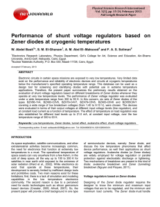 Performance of shunt voltage regulators based on Zener diodes at