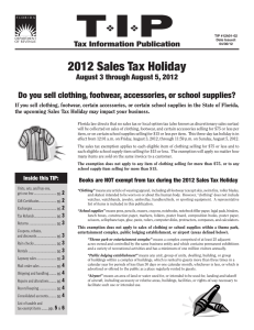 2012 Sales Tax Holiday - Florida Department of Revenue