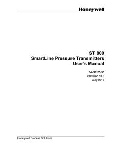 ST 800 SmartLine Pressure Transmitters User`s Manual