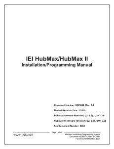 IEI HubMax/HubMax II Installation/Programming Manual