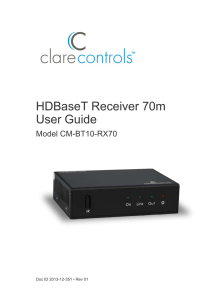 CM-BT10-RX70 HDBaseT Receiver 70m User Guide (Doc ID 351