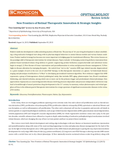 New Frontiers of Retinal Therapeutic Innovation