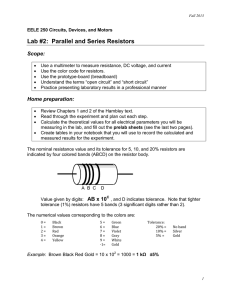 Lab #2: Parallel and Series Resistors