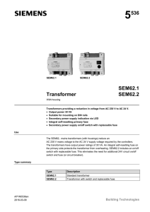 Transformer SEM62.1, SEM62.2