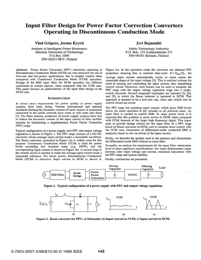 Input Filter Design for Power Factor Correction Converters