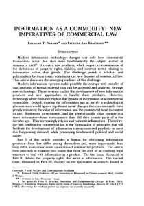 Information as a Commodity: New Imperatives of Commercial Law