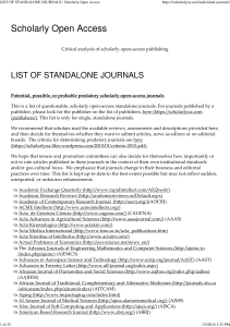 LIST OF STANDALONE JOURNALS - great zimbabwe university