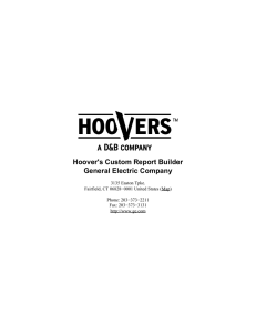 Hoover`s Custom Report Builder General Electric Company