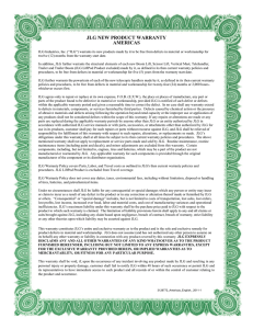 JLG Warranty Certificate.