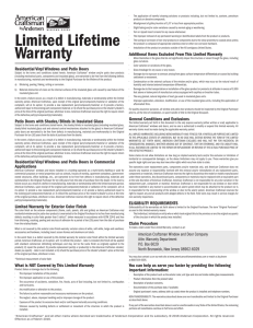 American Craftsman Warranty March 2016