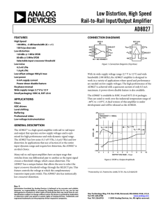 AD8027 Low Distortion, High Speed Rail-to