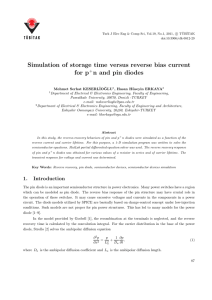 Simulation of storage time versus reverse bias current for p+n and