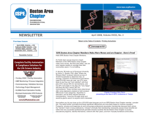 NEWSLETTER - ISPE Boston Area Chapter