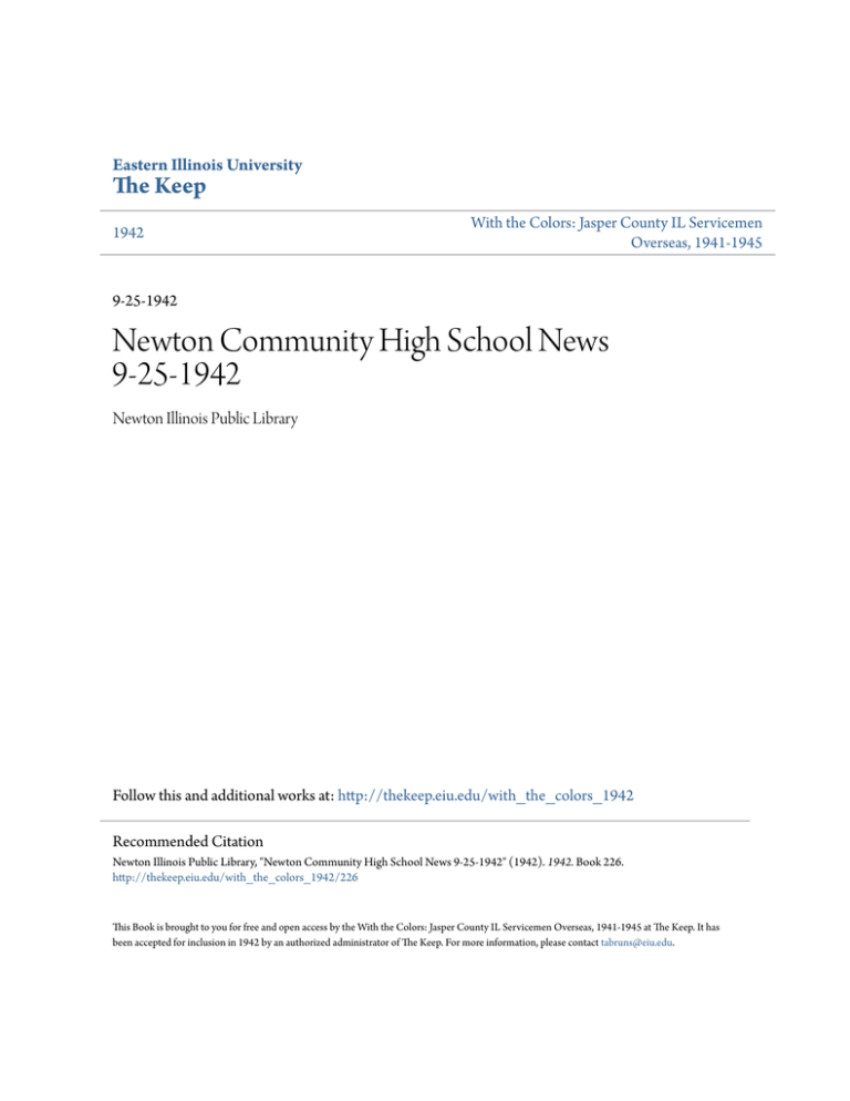 Newton Community High School News 9 25 1942