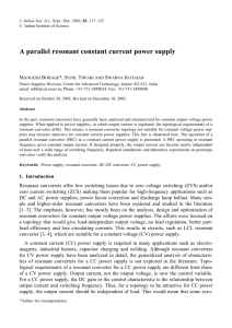 A parallel resonant constant current power supply