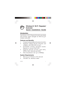 Wireless-N Wi-Fi Repeater/ Extender Quick Installation Guide