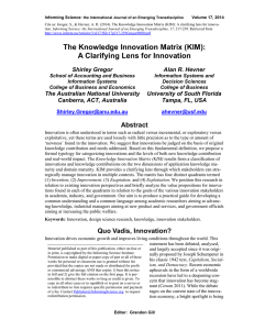 The Knowledge Innovation Matrix (KIM)
