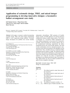 Application of axiomatic design, TRIZ, and mixed integer