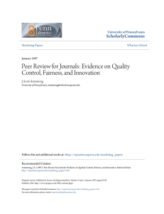 Peer Review for Journals: Evidence on Quality Control, Fairness