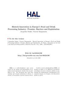 Biotech Innovation in Europe`s Food and Drink Processing Industry