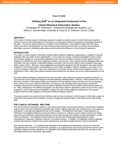 014-2008: Using SAS® as an Integrated Component of the Clinical