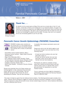 Familial Pancreatic Cancer Research News Volume 1