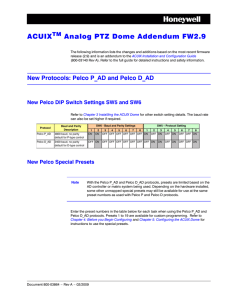 ACUIX Analog PTZ Dome Addendum FW2.9