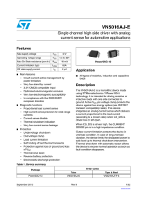 Single channel high side driver with analog current sense for