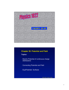 Topics: • Electric Potential of continuous charge distributions