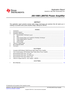 AN-1490 LM4702 Power Amplifier (Rev. A)