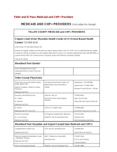 MEDICAID AND CHP+ PROVIDERS