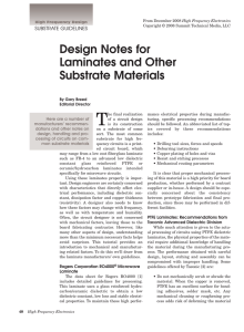 Design Notes for Laminates and Other Substrate Materials